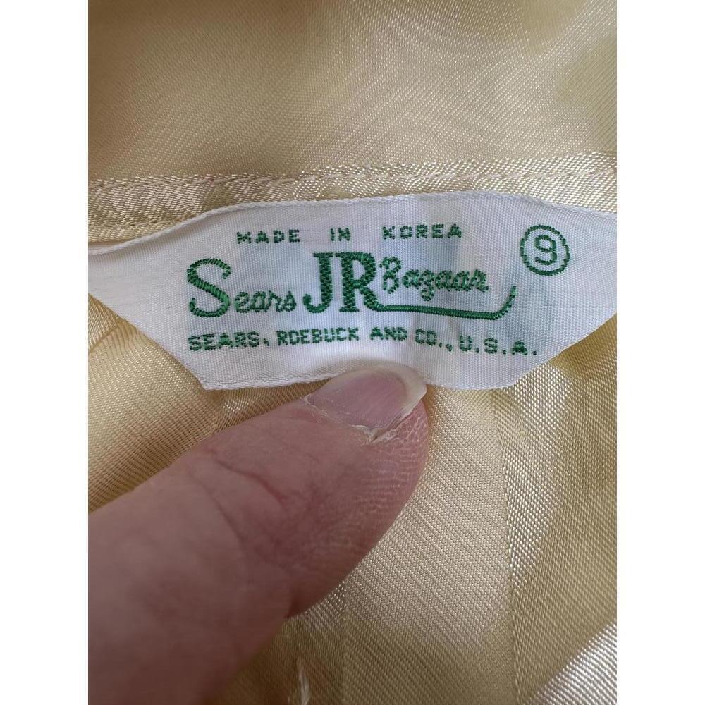 VTG 70s Sears JR Bazaar Gold Pussybow Blouse Sz 9 Shiny Satin Secretary - Picture 5 of 6